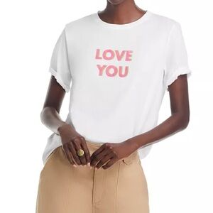 KULE White Tee with Pink 'Love You' Graphic